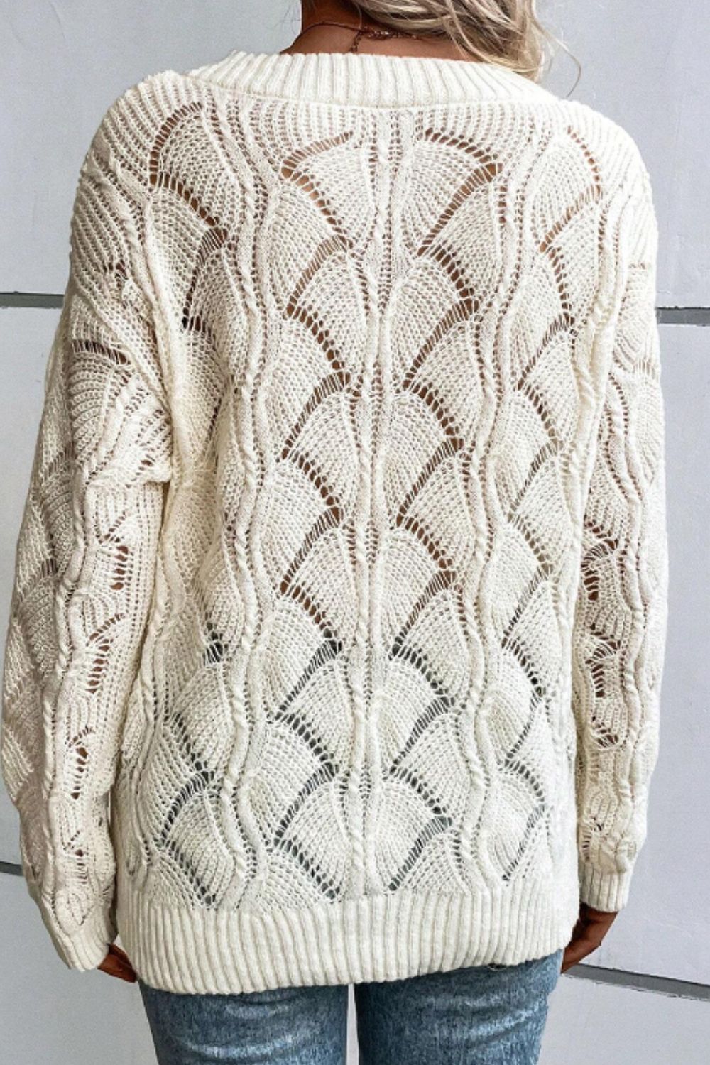 Damen-Strickpullover mit Lochmuster und Wolff-Halsausschnitt – leichte und atmungsaktive Materialien, perfekt für Frühling und Herbst 2