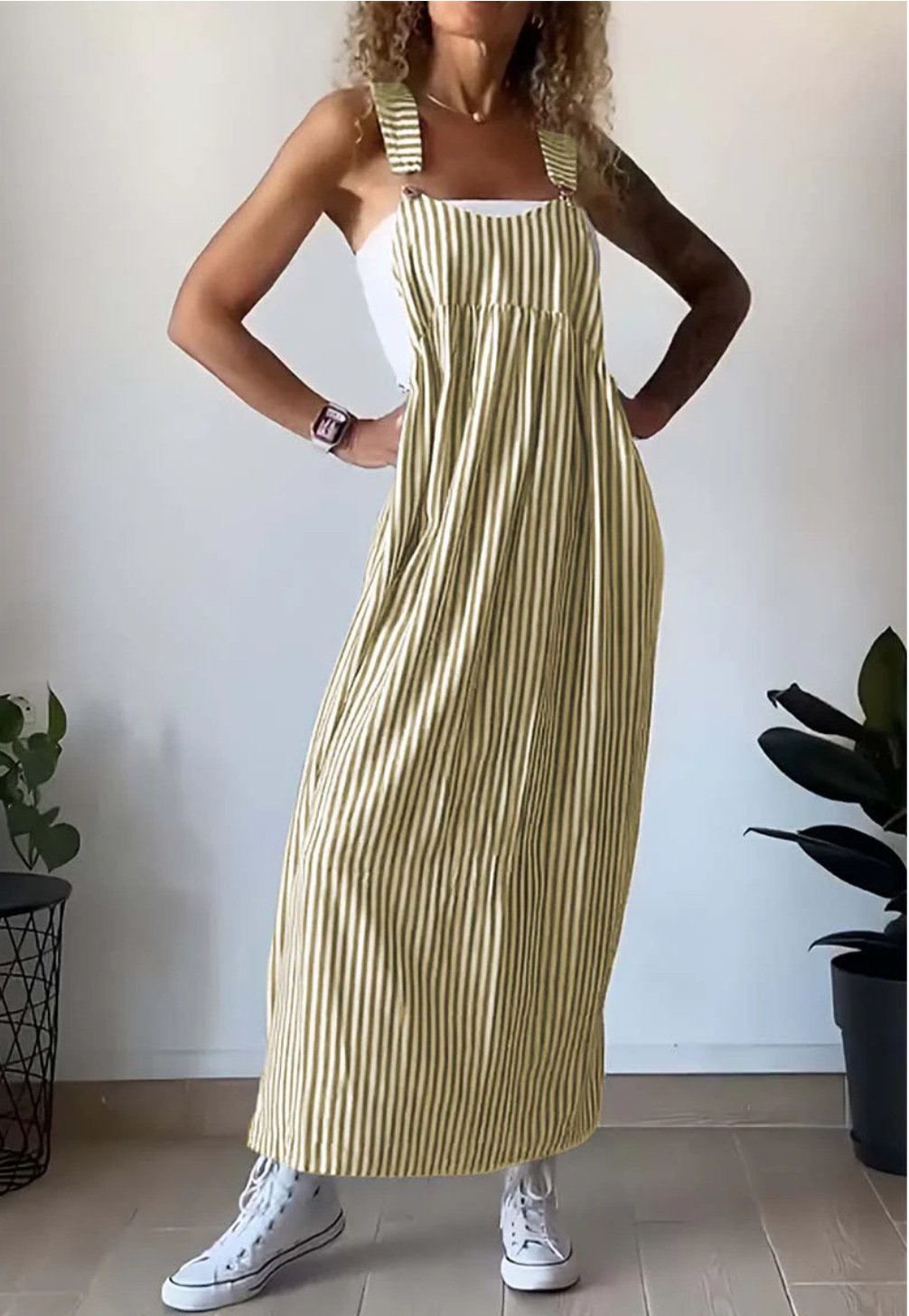Damen-Kleid, gestreift, lässig, weiches Material 8