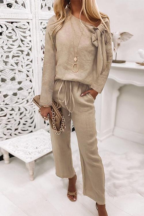 Variant image for Damen-Lounge-Set, Knoten, Knoten, Gürtelhose, Baumwolle, Polyester-2