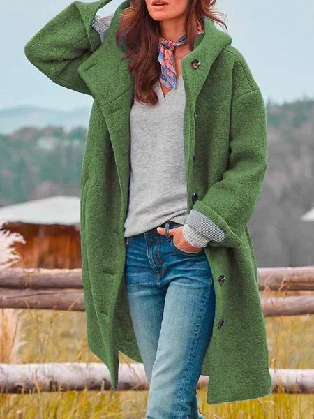 Damen-Mantel Lang Ärmel Bio-Baumwolle Elegant Loose Fit 1