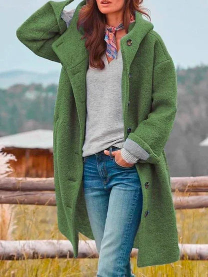 Damen-Mantel Lang Ärmel Bio-Baumwolle Elegant Loose Fit 6
