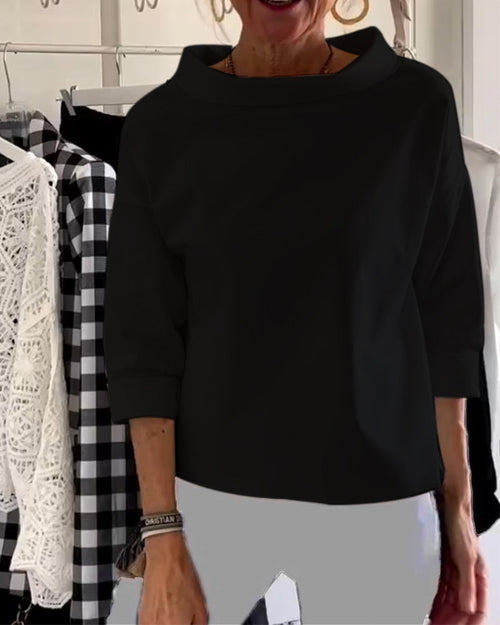 Damen Bluse Hoher Kragen Atmungsaktiver Stoff Vielseitiges Design-1