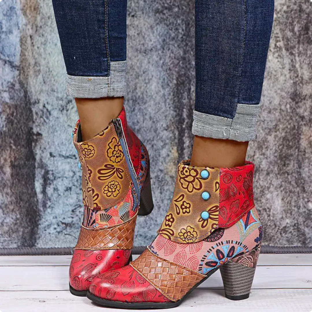 Wasserabweisende Retro-Damenstiefel aus synthetischem Material – Ergonomisches Design für Komfort und Stil, Schwarz/Braun 1