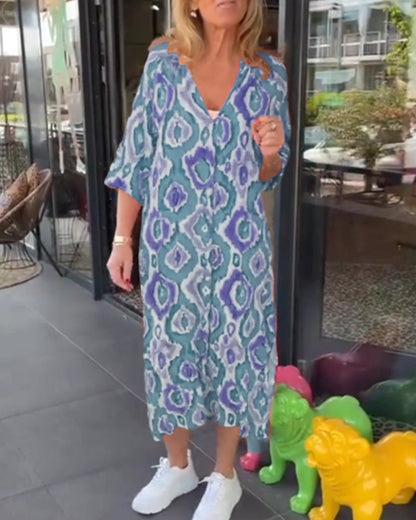 Damenkleid mit Motivprint Halbärmel Leichtes Material-6