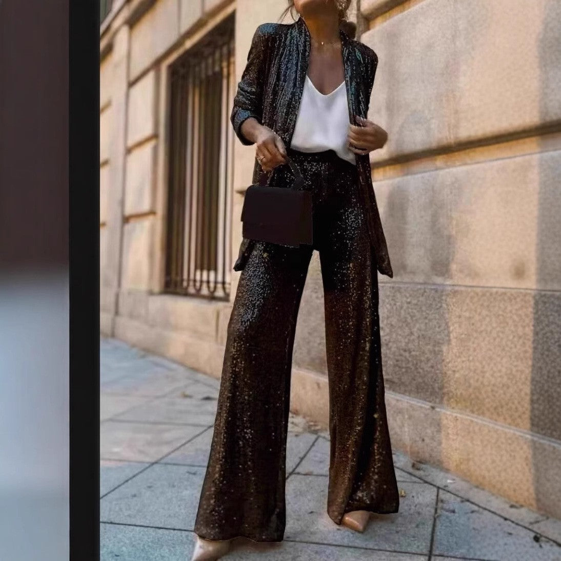 Damen-Paillettenkleid, hohe Taille, Polyesterfaser, glamourös, Design-6