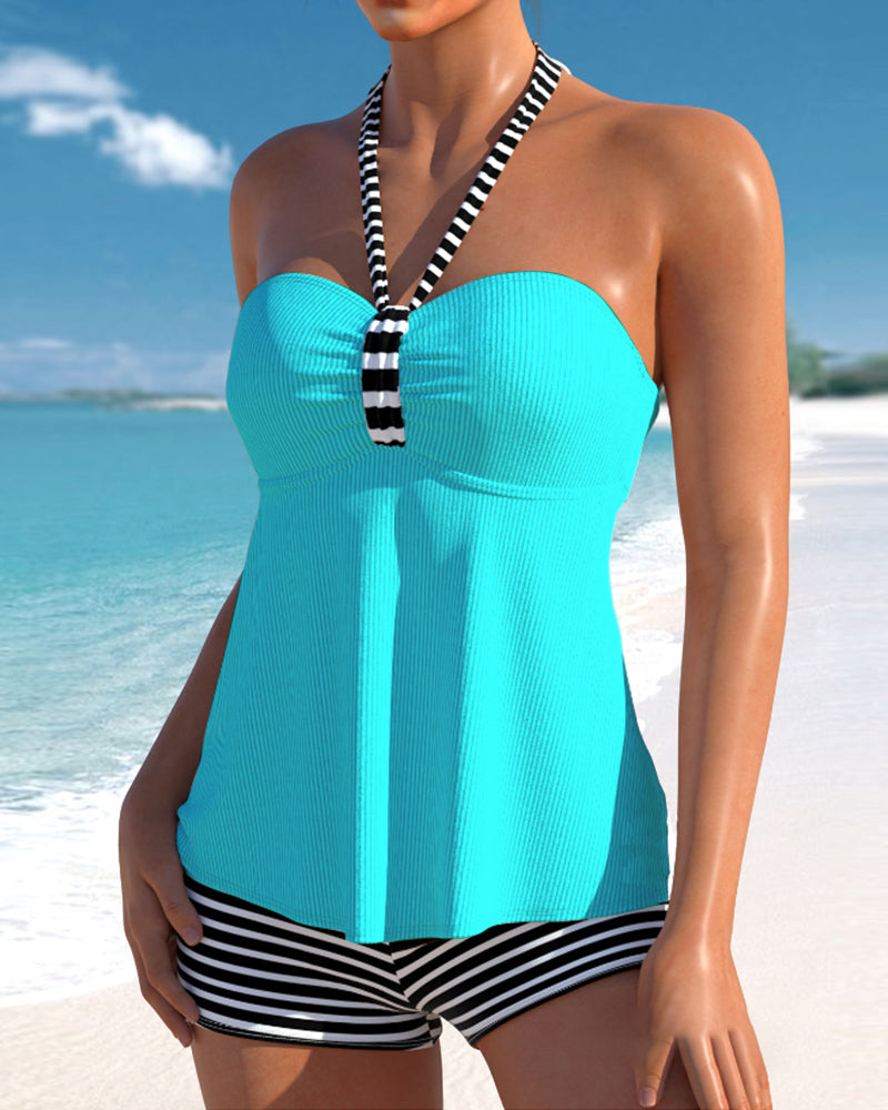 Variantenbild für Damen-Party-Top im Halterneck-Stil, gestreift, 100% Baumwolle-15