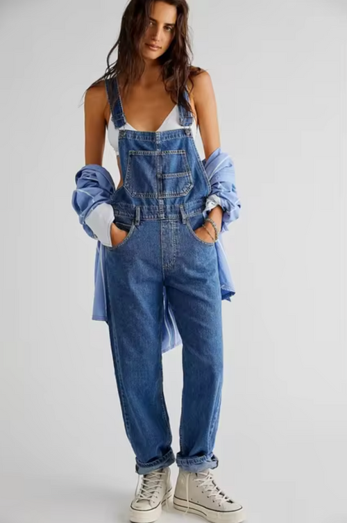 Damen-Dungarees, verstellbare Riemen, lässiger Denim-1