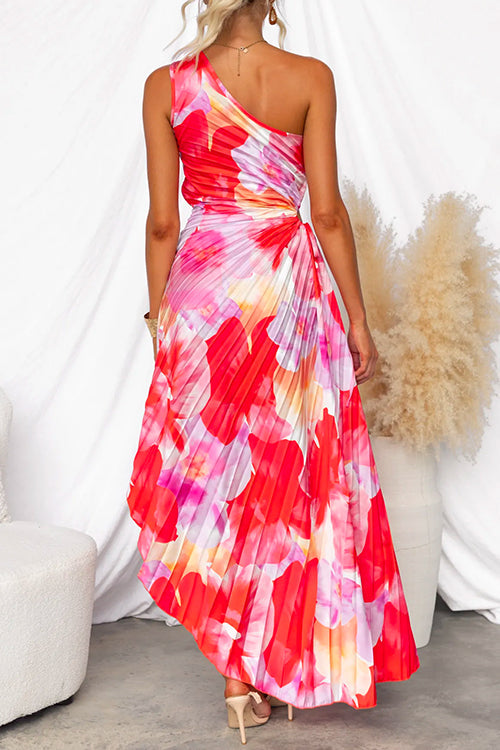 Damen-Sommerkleid, eine Schulter, plissiertes Polyester, für Mittsommer und Fest-2