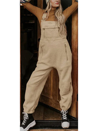 Damen-Jumpsuit Fleece mit Reißverschluss Modernes Design-1