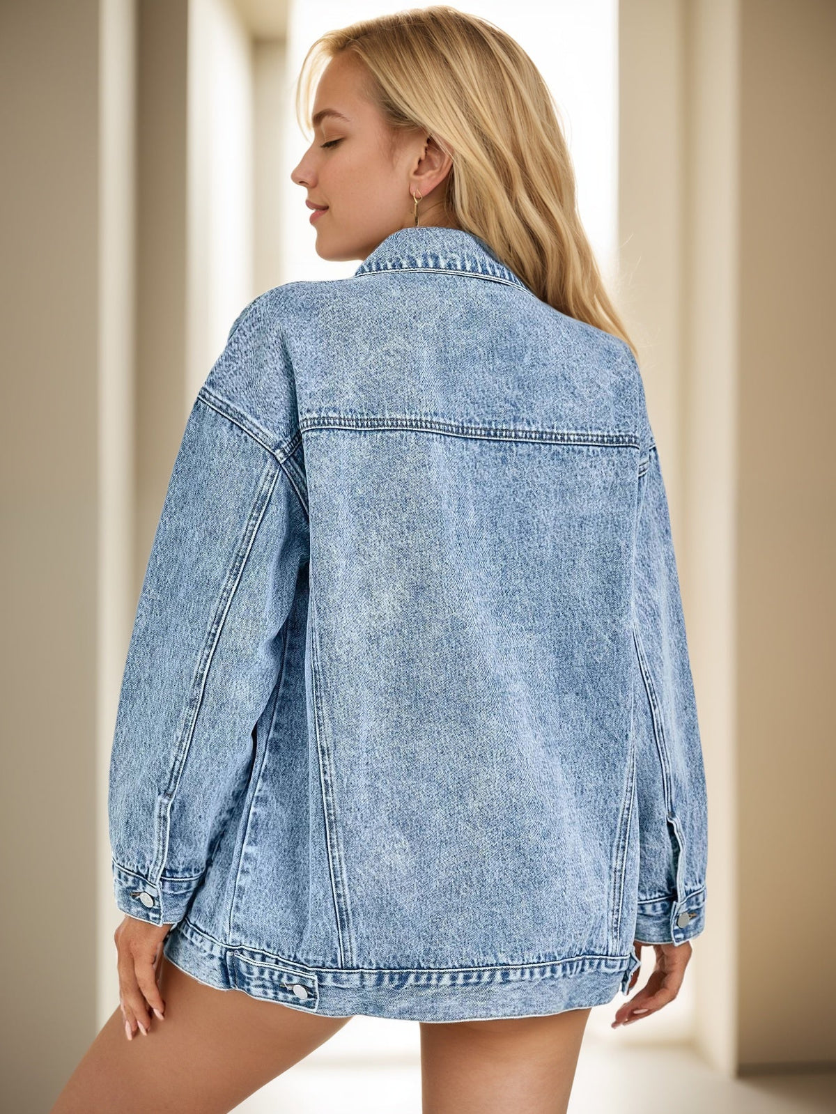 Damen-Jeansjacke, Lässige Passform, 70%, Baumwolle-3