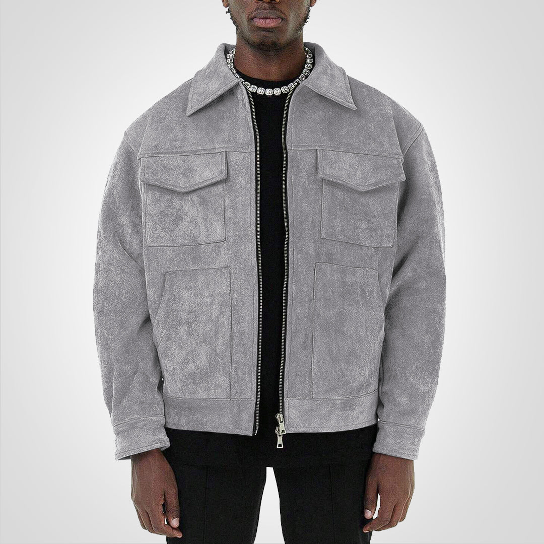 Variant image for Herrenjacke, kurzes Wildleder, mit Reißverschluss, für den Herbst-5
