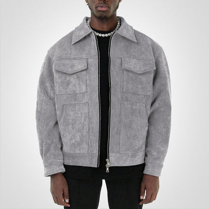 Variant image for Herrenjacke, kurzes Wildleder, mit Reißverschluss, für den Herbst-5