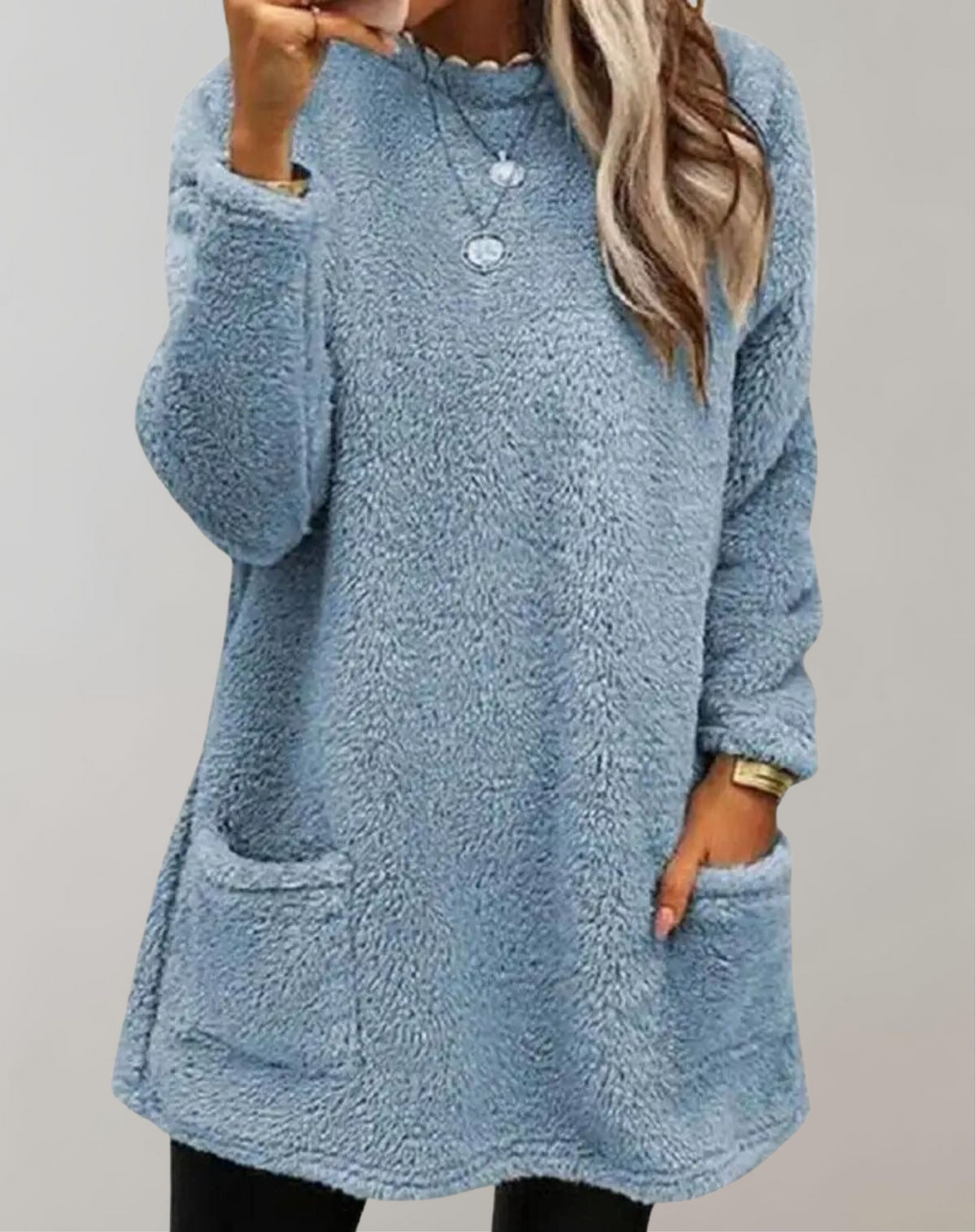 Variantenbild für Damenpullover im Relaxed-Look aus Plüsch, 100% Polyester-1
