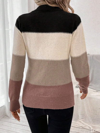 Damen-Strickpullover, Farbblock, moderner weicher Stoff 4