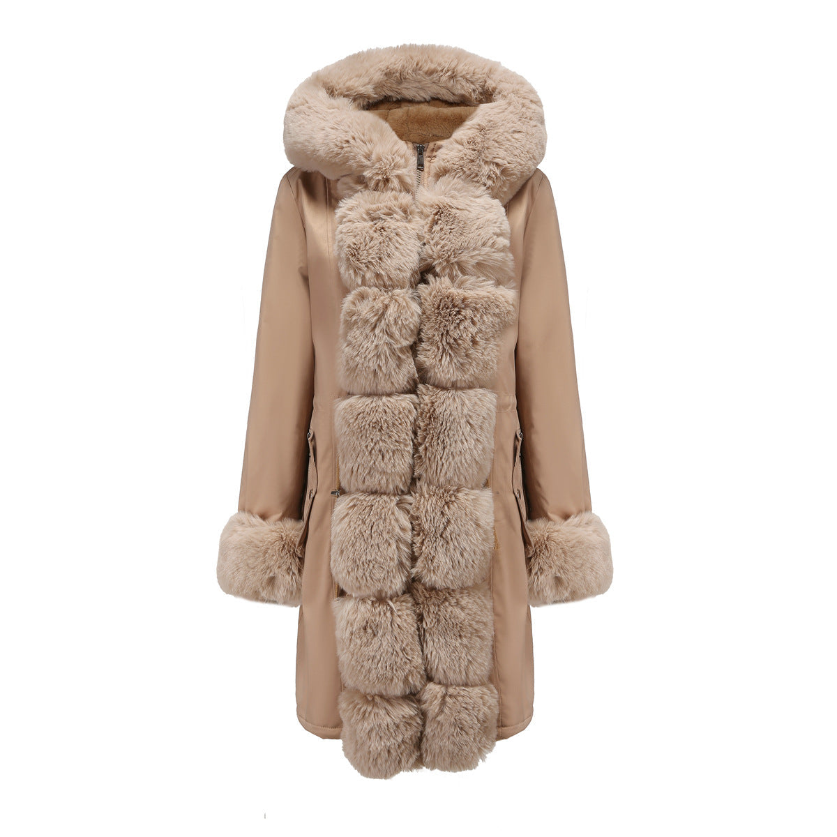 Variant image for Damen Winterparka Lang Dick Polyester mit abnehmbarer Kapuze-3