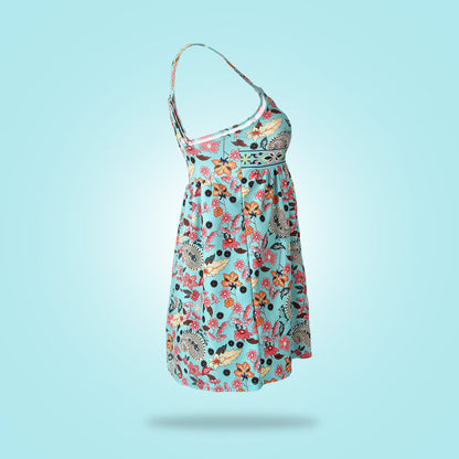 Damen-Tankini, Badeanzug, geblümtes Muster, Nylon, Spandex-4