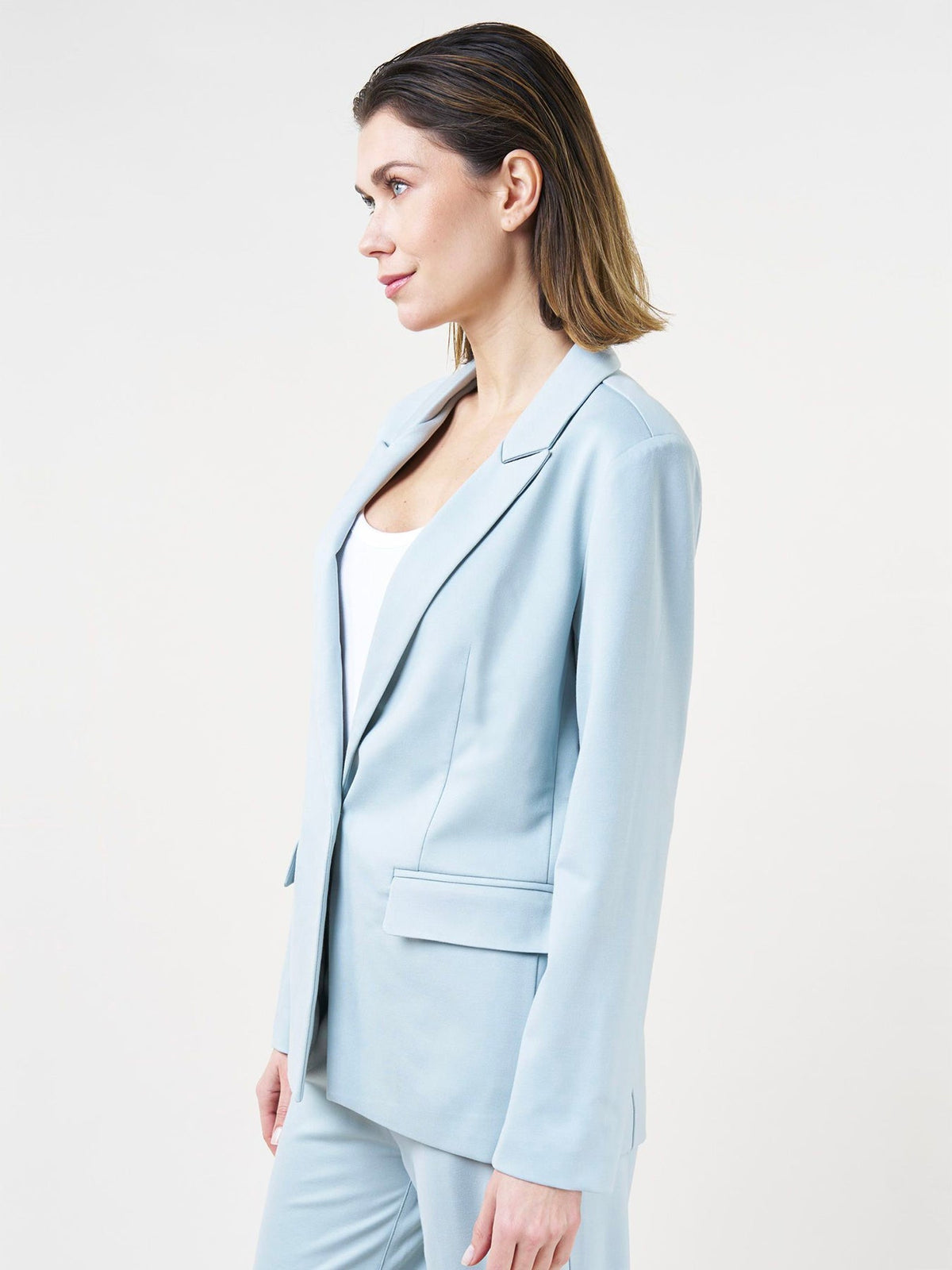 Damen Hemd Tailliert Denim mit Knopfverschluss und Wendekragen-3
