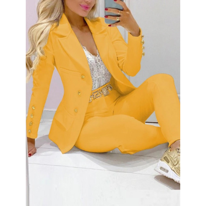 Damen Blazer mit Groß Kragen und Hose in Polyester-2