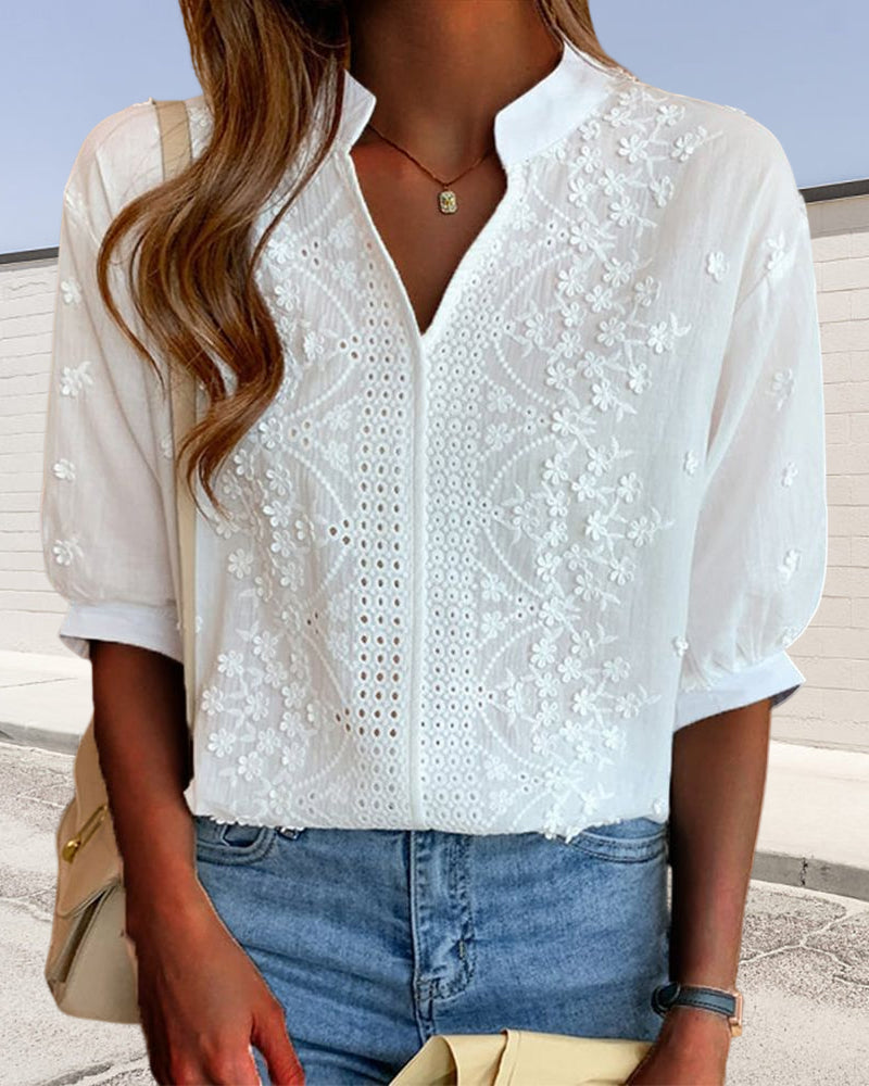 Damenbluse Puffärmel Vintage Stil hochwertiger Stoff 2