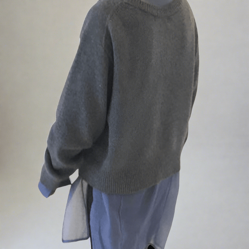 Lange Strickjacke Damen Weiches Material Knopfdesign-5
