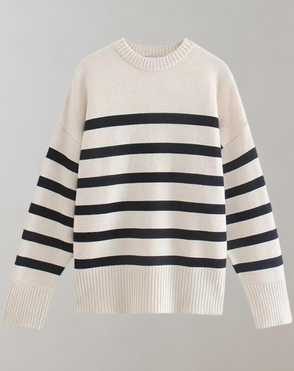 Damen-Strickpullover, oversized, gestreift, dickes Material-4
