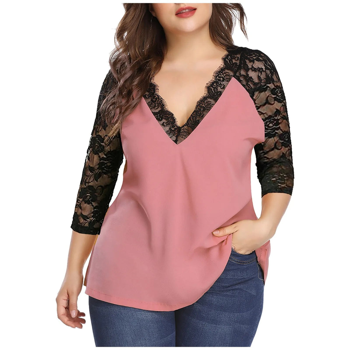 Plus-Size-Bluse, moderner Stil, Polyester, elegant komfortabel-2