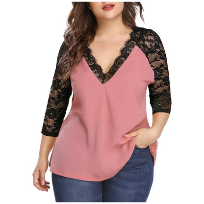 Plus-Size-Bluse, moderner Stil, Polyester, elegant komfortabel-2