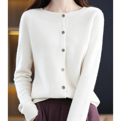 Variantenbild für langen Damen-Cardigan mit Rundhalsausschnitt und Knopfdetails aus 100% Acryl-21