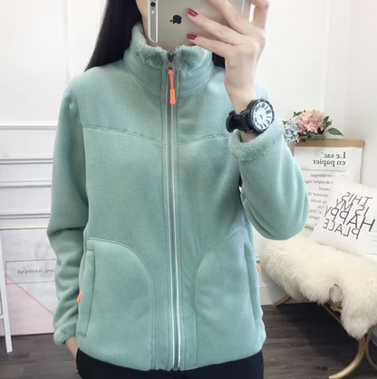 Damen-Fleecejacke, beidseitig, lässiger Schnitt, hochwertig, Fleece-5