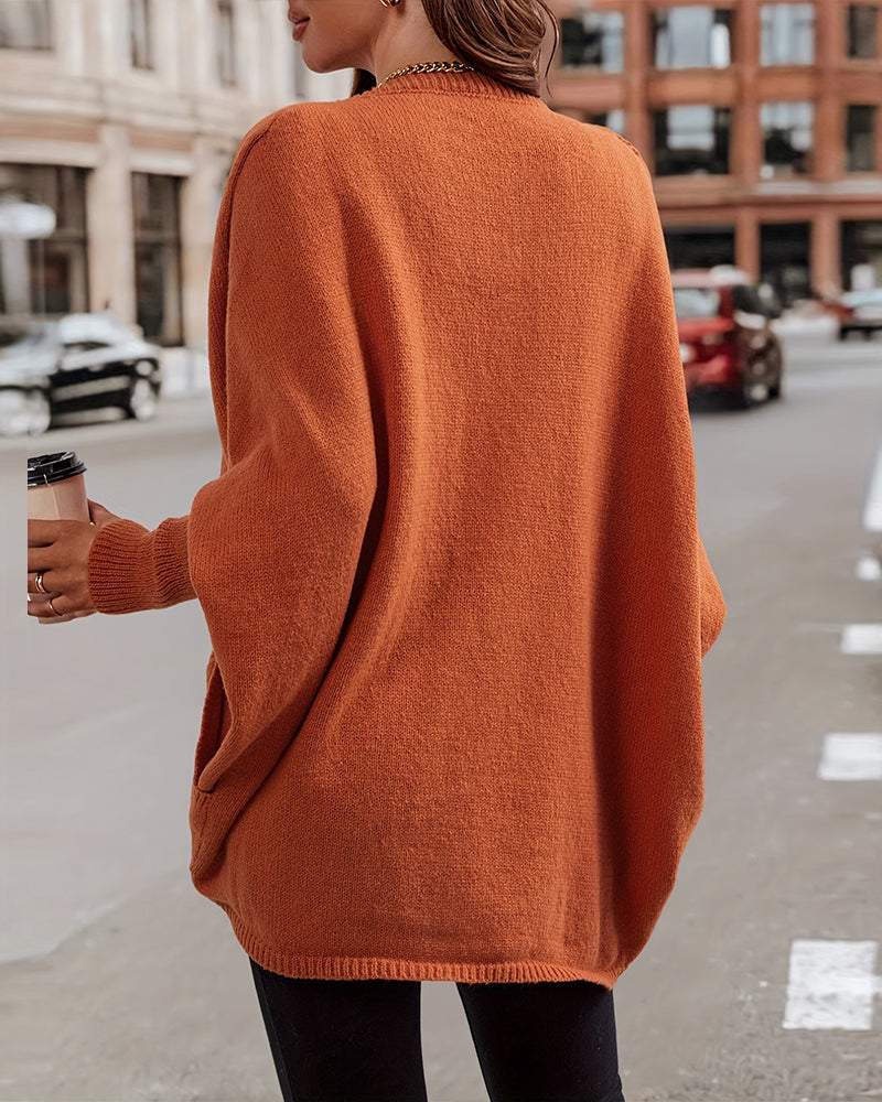 Damen-Lange Strickjacke, Cardigan, aus Weichem Material, mit Dolmanärmel-3