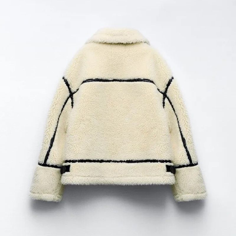 Damen-Teddyjacke, lang, Fleece, elegant, wärmend-2