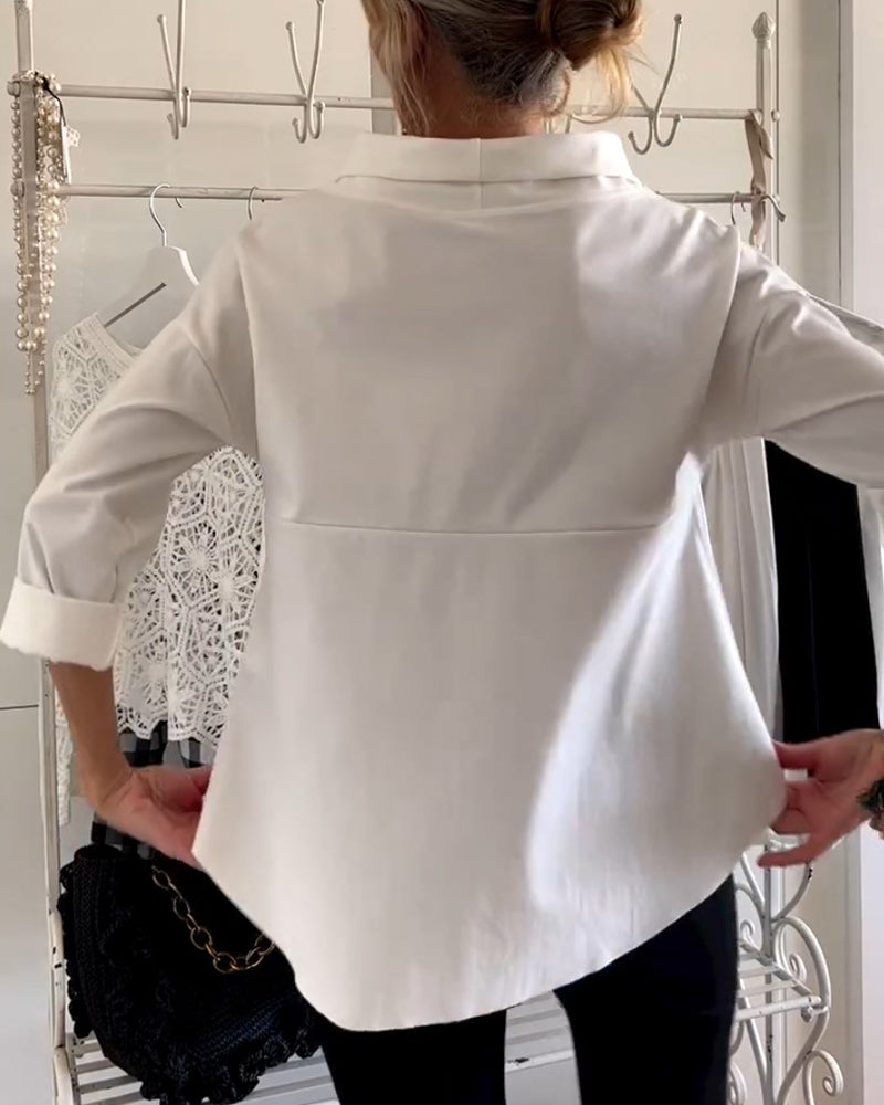 Damen Bluse Hoher Kragen Atmungsaktiver Stoff Vielseitiges Design-4