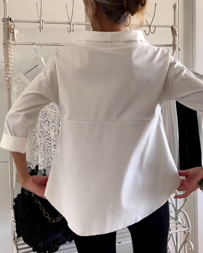 Damen Bluse Hoher Kragen Atmungsaktiver Stoff Vielseitiges Design-4