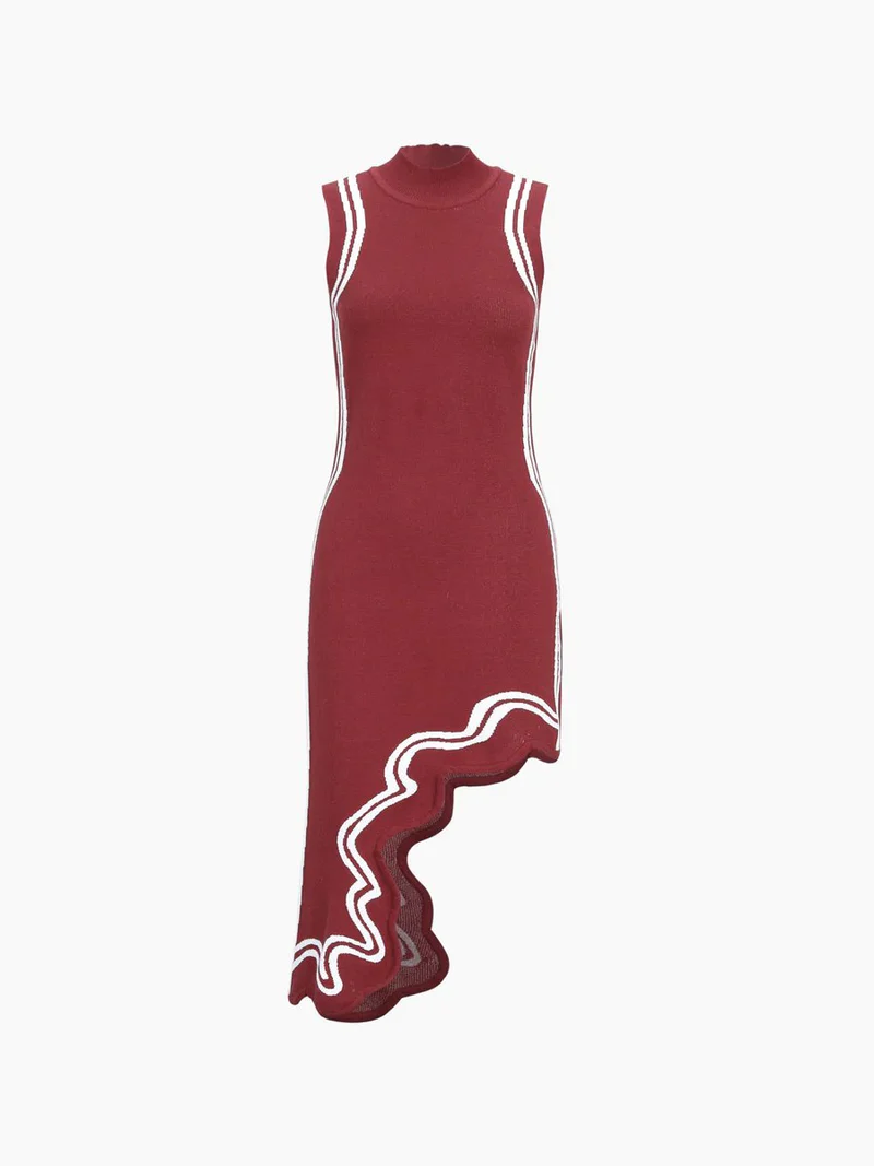 Variant image for Damen Asymmetrisch Gestricktes Kleid in gemütlichem Design für Fest und Alltag-7