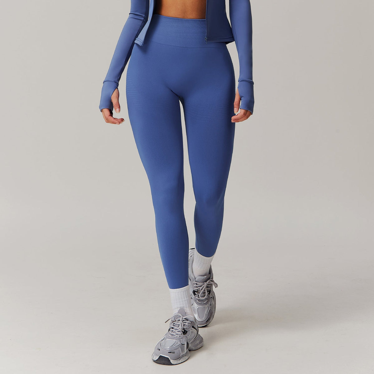 Damen Yogahose Hohe Taille Gerippt Stretch Nylon Spandex-1