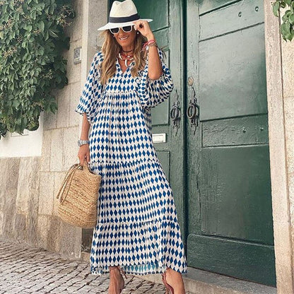 Variantenbild für Damen-Maxikleid mit Print, leichtes Material, für Sommer-Events-7