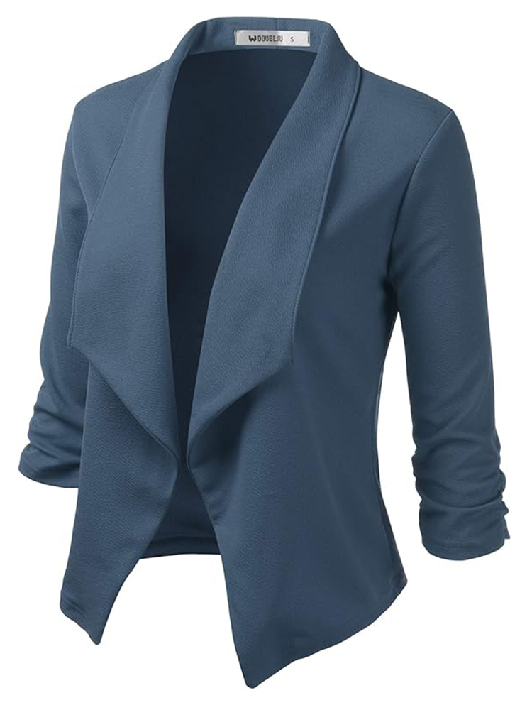 Damen-Mantel Offene Front Schlicht Hochwertiges Material-6