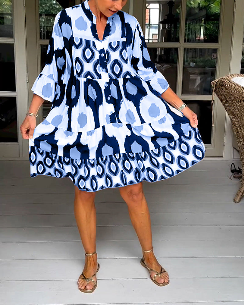 Damen-A-Linien-Midikleid mit Print, 100% Polyester-3