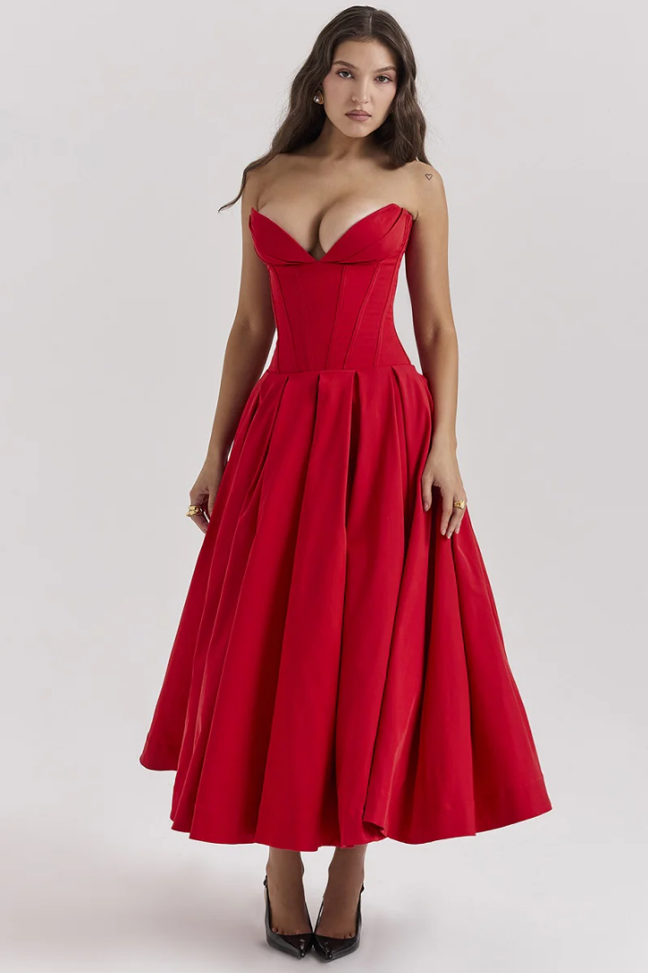 Damenkleid, V-Ausschnitt, plissierter weicher Twill 9