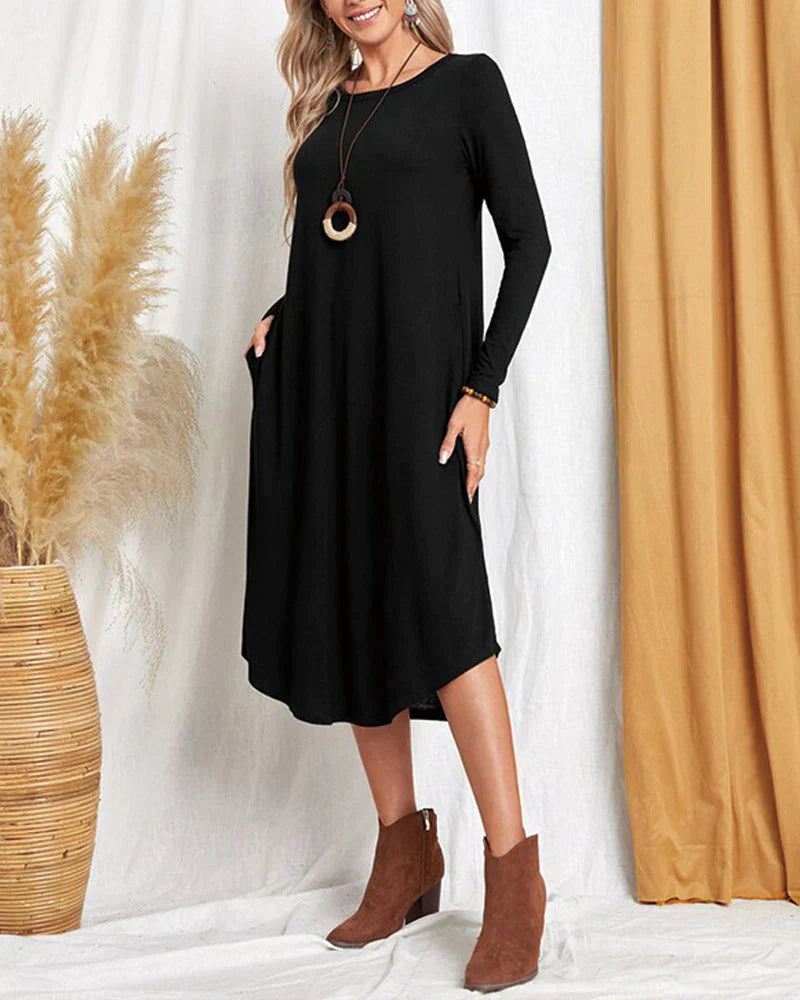 Variant image for Damen-langärmeliges Kleid, elegant, hochwertiger Stoff-7