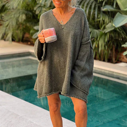 Damen-Pullover mit V-Ausschnitt aus weichem Mix – leicht gestrickt, lockerer Schnitt für Komfort und Eleganz, Größen S-XL 4