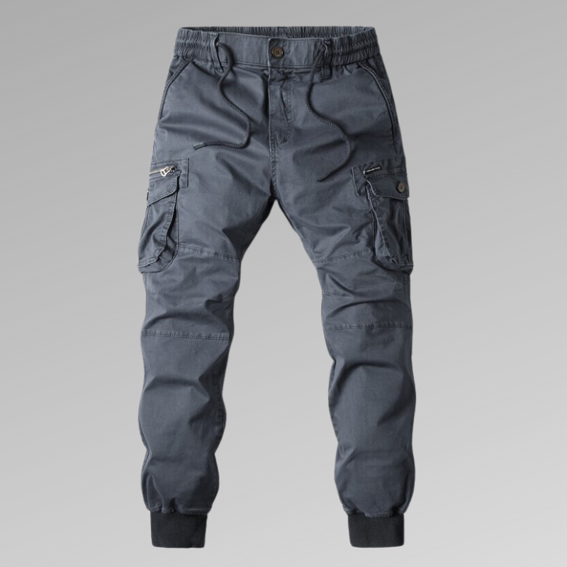 Herren Cargohose, elastischer Bund, gerippte Details, 100% Baumwolle-3