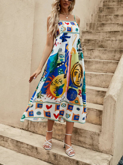 Ärmelloses Kleid für Damen mit Grafikdruck – Leichte und luftige Polyester für Sommer-Events 3