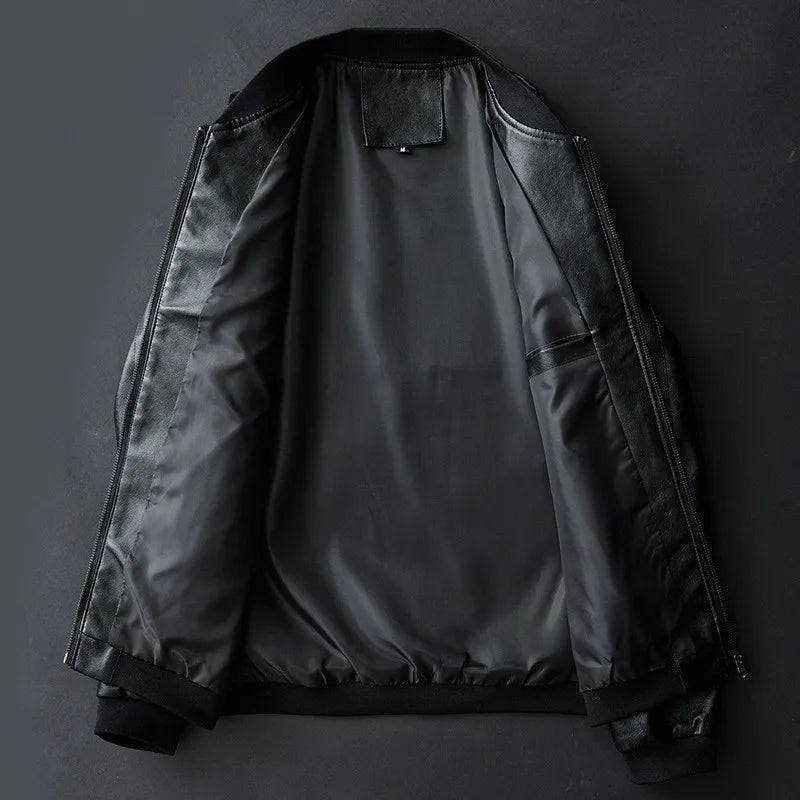 Herren-Lederjacke, moderner Stil, hochwertiges Leder, schmale Passform-3