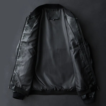 Herren-Lederjacke, moderner Stil, hochwertiges Leder, schmale Passform-3
