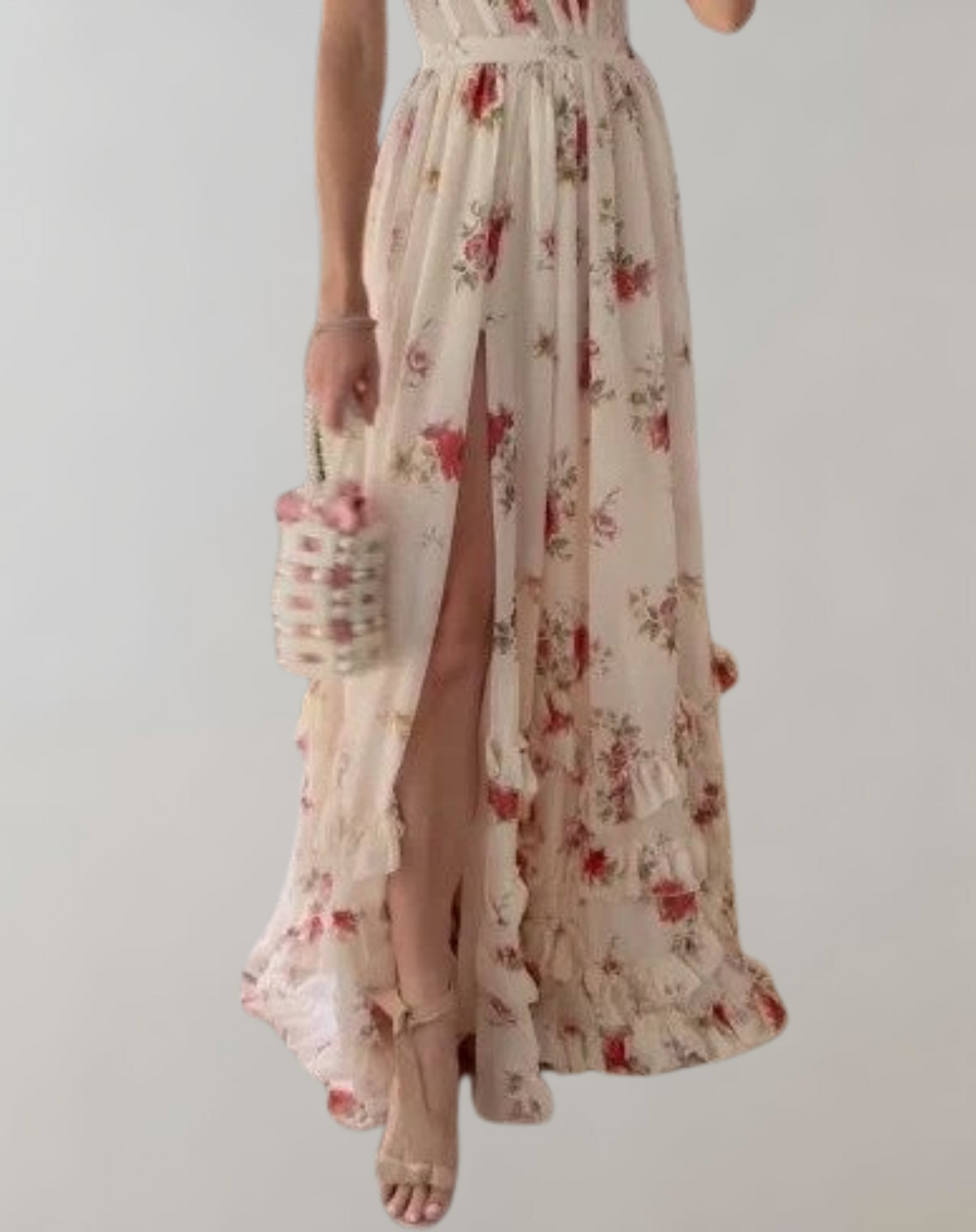 Damen-ärmellos-Kleid, geblümt, weich elastisch-3
