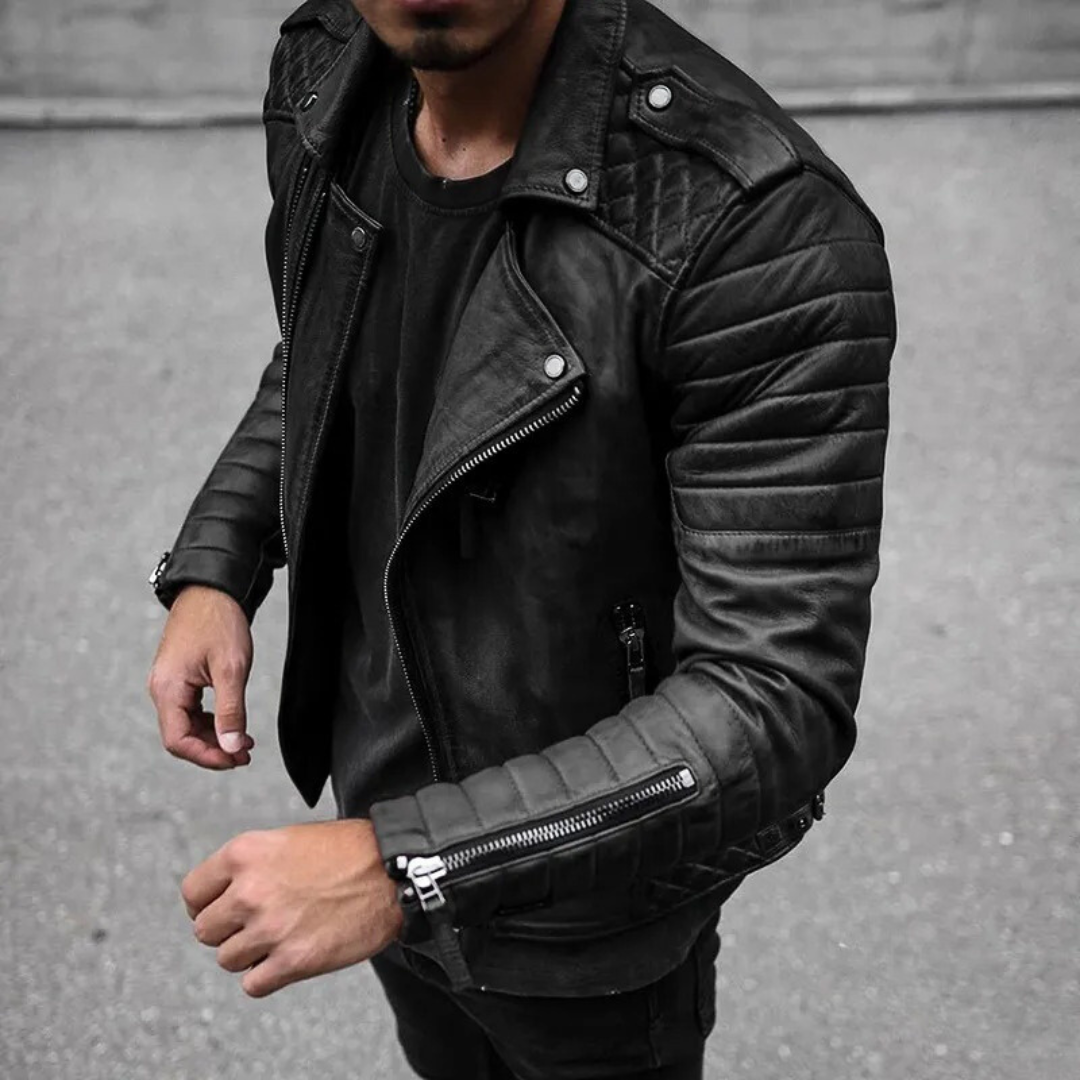 Herren-Lederjacke, Leder, exklusives Design, tailliert-1