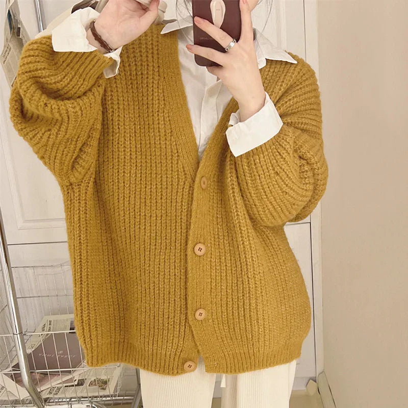 Lange Oversize-Strickjacke für Damen aus Acrylmischung – trendiger Cardigan für Herbst und Winter 3