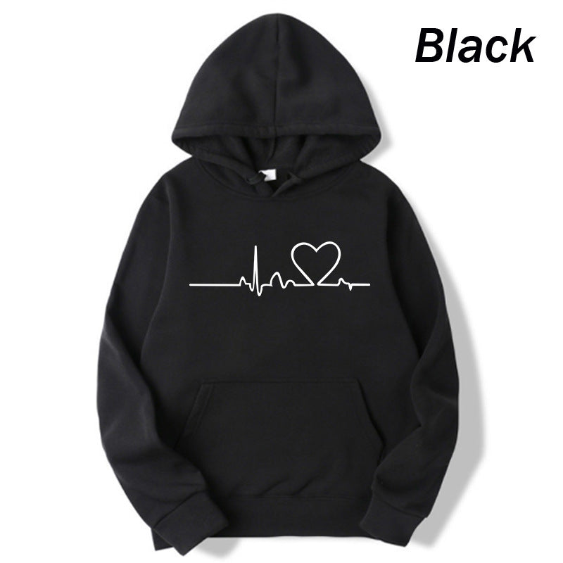 Variant image for Damen-Hoodie Herzschlag-Print Polyester Lässig-2