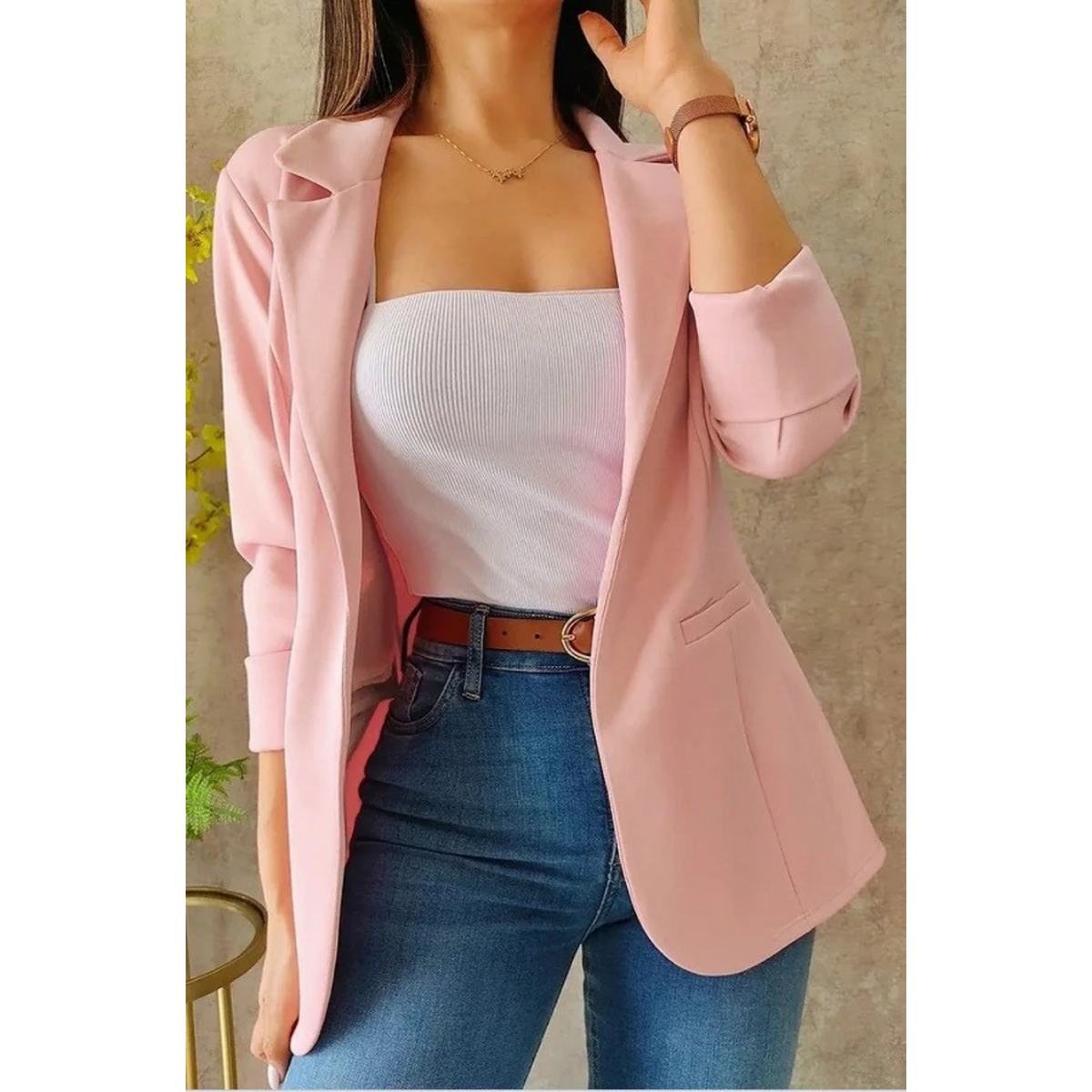Damen Blazer Vintage Stil Hochwertiger Stoff Elegantes Design-2